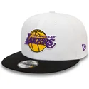 casquette-plate-blanche-et-noire-snapback-9fifty-white-crown-patch-los-angeles-lakers-nba-new-era