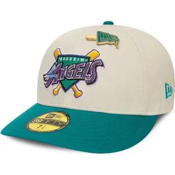 Casquette courbée beige et verte ajustée 59FIFTY Pin Anaheim Angels MLB New Era