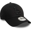 casquette-courbee-noire-ajustee-avec-logo-noir-39thirty-monochrome-los-angeles-dodgers-mlb-new-era