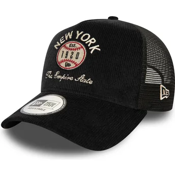 Casquette trucker noire 9FORTY A Frame Cord Graphic New York États et Pays New Era