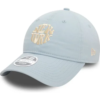 New Era Curved Brim Women 9TWENTY Washed States and Countries New York Light Blue Adjustable Cap