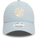 casquette-courbee-bleue-claire-ajustable-pour-femme-9twenty-washed-new-york-etats-et-pays-new-era