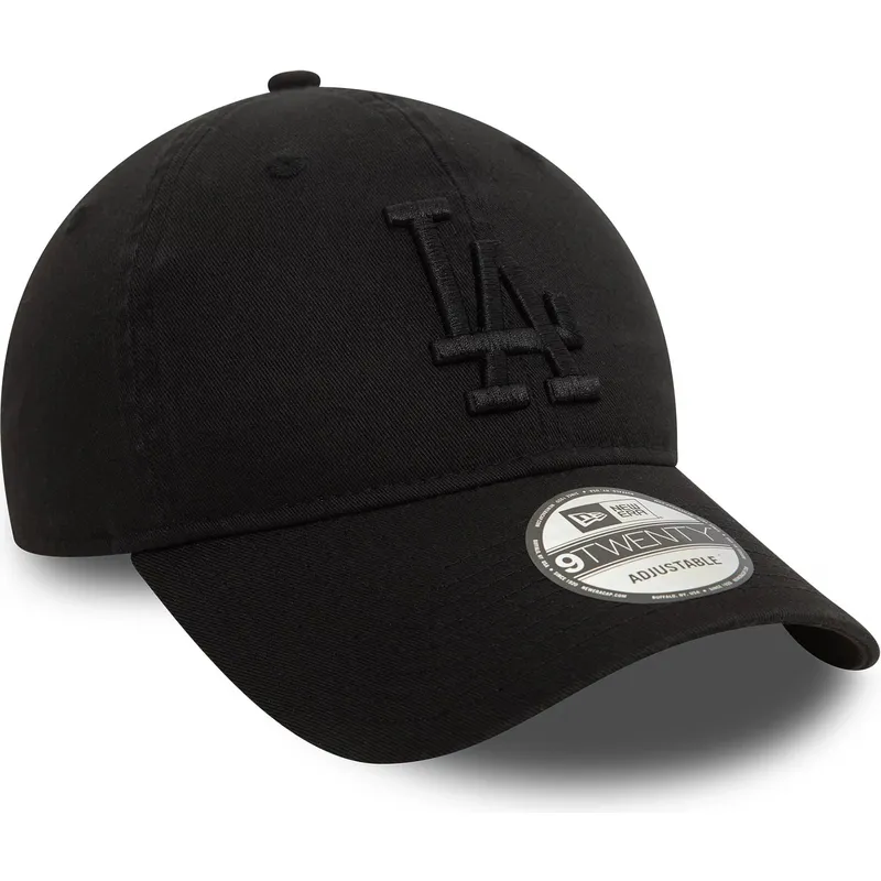 verstellbare-schwarze-curved-cap-mit-schwarzem-logo-9twenty-washed-von-los-angeles-dodgers-mlb-von-new-era