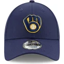 new-era-curved-brim-9forty-the-league-milwaukee-brewers-mlb-navy-blue-adjustable-cap