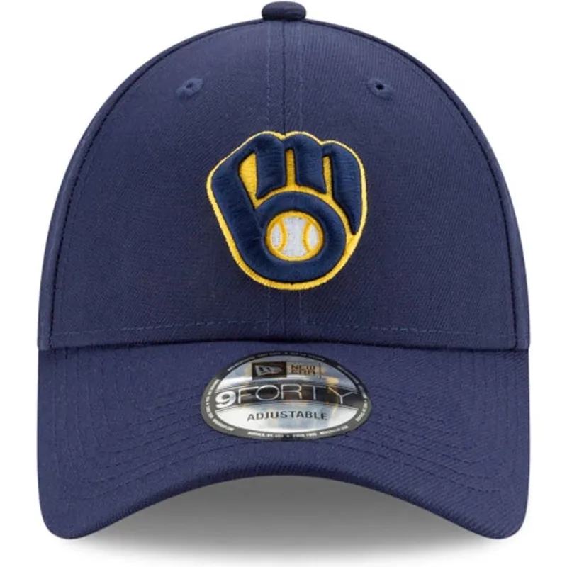 marineblaue-verstellbare-curved-cap-9forty-the-league-der-milwaukee-brewers-mlb-von-new-era