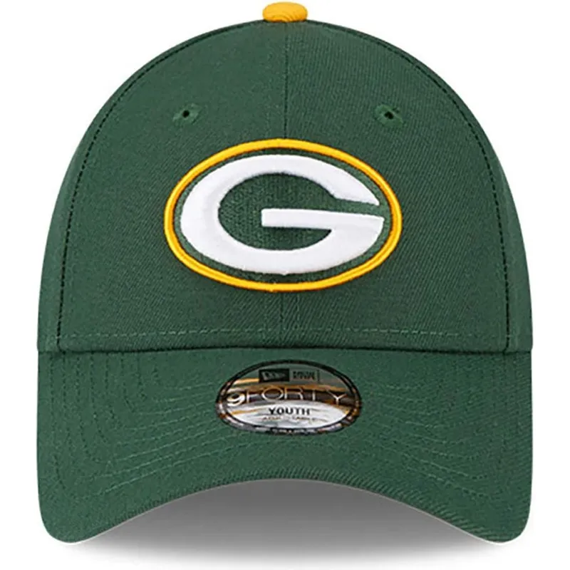 grune-gebogene-verstellbare-kindercap-9forty-the-league-der-green-bay-packers-nfl-von-new-era