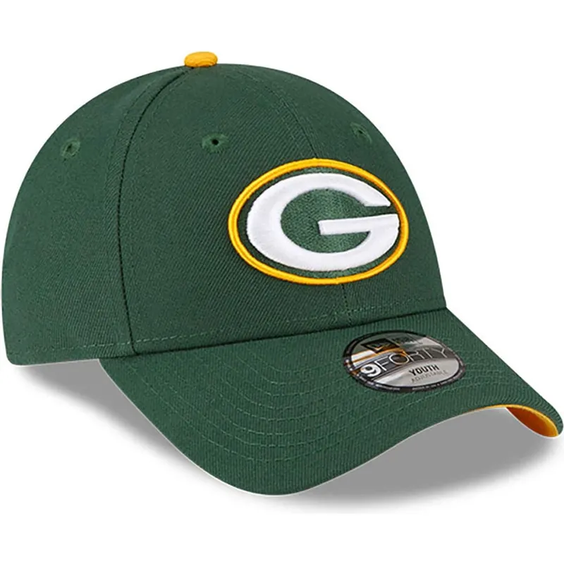 grune-gebogene-verstellbare-kindercap-9forty-the-league-der-green-bay-packers-nfl-von-new-era