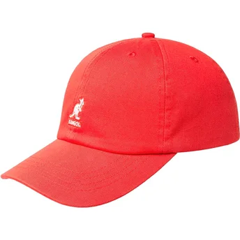 Kangol Verstellbare Gebogene Kappe in Rot Washed Baseball Cherry Glow