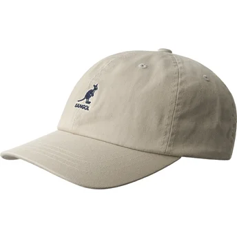 Ρυθμιζόμενο μπεζ καπέλο με καμπύλη Washed Baseball Khaki της Kangol