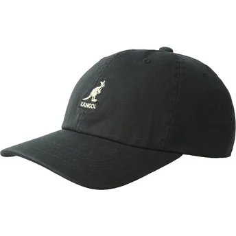 Ρυθμιζόμενο μαύρο καπέλο με καμπύλη Washed Baseball Black της Kangol