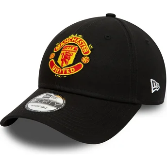 Ρυθμιζόμενο μαύρο καπέλο με καμπύλη 9FORTY Essential της Manchester United Football Club από τη New Era