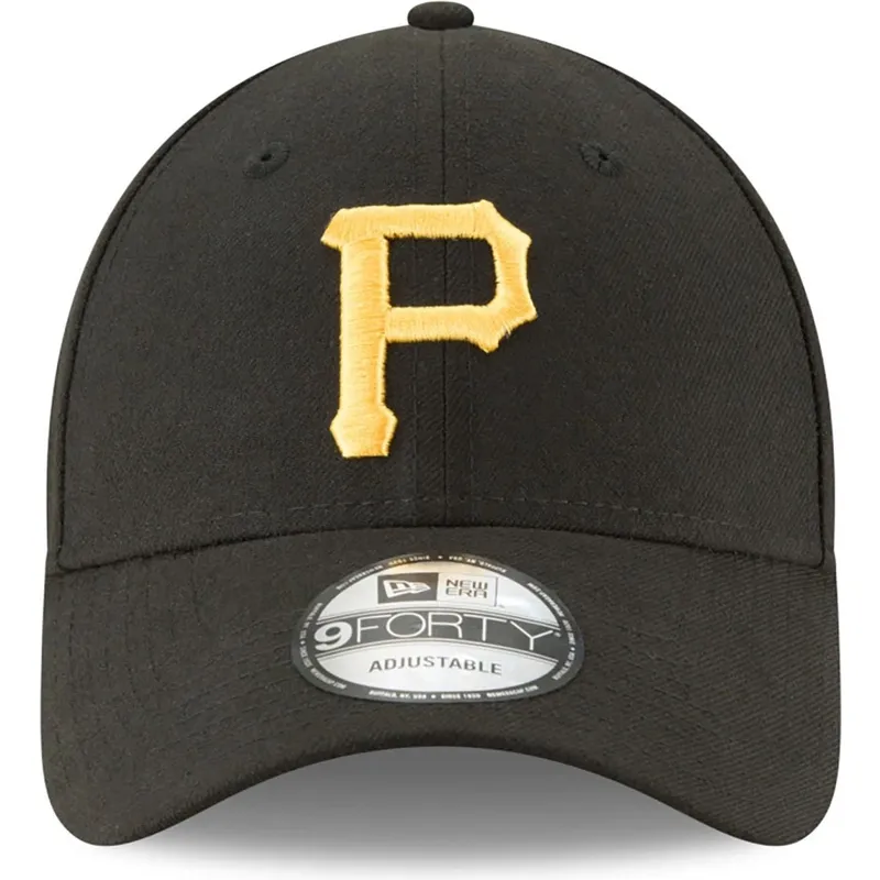 schwarze-verstellbare-gebogene-kappe-9forty-the-league-der-pittsburgh-pirates-mlb-von-new-era