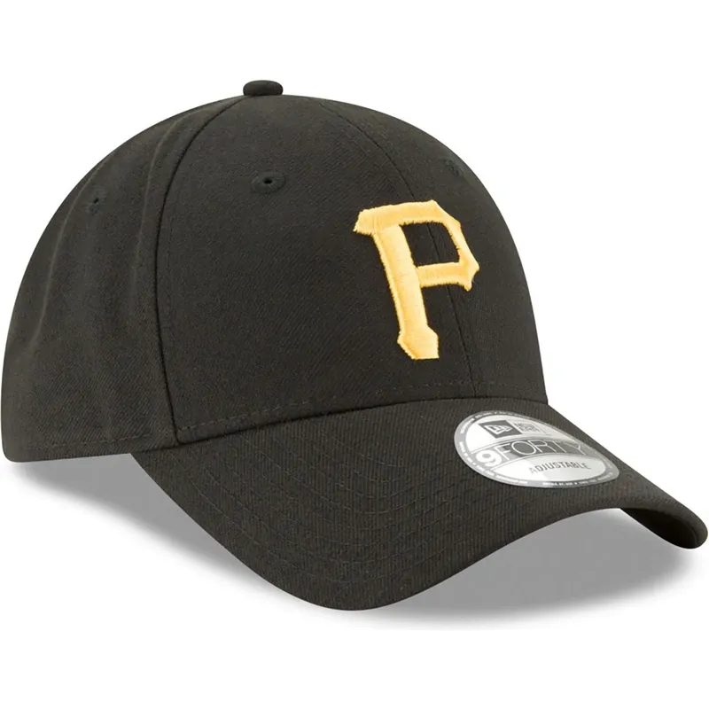 schwarze-verstellbare-gebogene-kappe-9forty-the-league-der-pittsburgh-pirates-mlb-von-new-era
