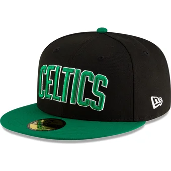 Schwarze und grüne anliegende Flat Cap 59FIFTY Statement der Boston Celtics NBA von New Era