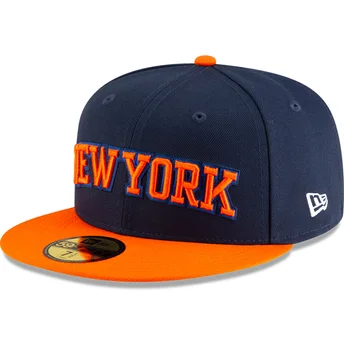 59FIFTY Statement New York Knicks NBA Fitted Cap in Marineblau und Orange von New Era