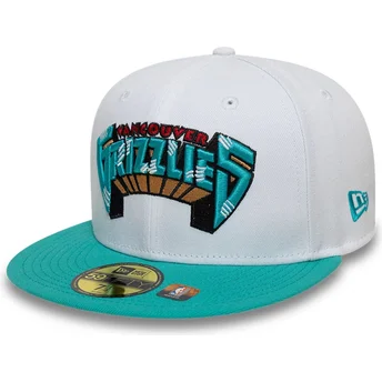 Gorra plana blanca y verde ajustada 59FIFTY Classic de Memphis Grizzlies NBA de New Era