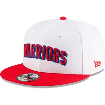 Λευκό και κόκκινο επίπεδο καπέλο snapback 9FIFTY Classic των Golden State Warriors NBA από τη New Era