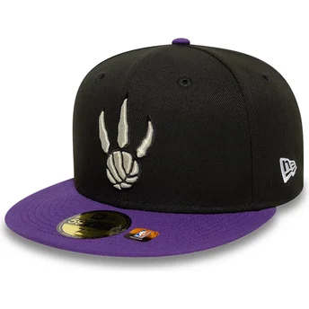 Gorra plana negra y violeta ajustada 59FIFTY Classic de Toronto Raptors NBA de New Era