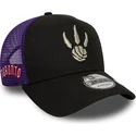 casquette-trucker-noire-et-violette-a-frame-classic-toronto-raptors-nba-new-era