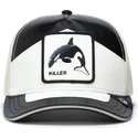 casquette-trucker-noire-et-blanche-epaulard-moto-lamba-killer-the-farm-goorin-bros