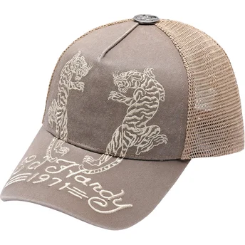 Casquette trucker beige Desert Tiger Ed Hardy