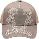 casquette-trucker-beige-desert-tiger-ed-hardy