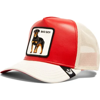 Goorin Bros. Rottweiler Dog Bad Shleather Boy The Farm Red and White Trucker Hat