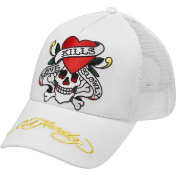 Λευκό καπέλο trucker Love Kills Slowly από τον Ed Hardy