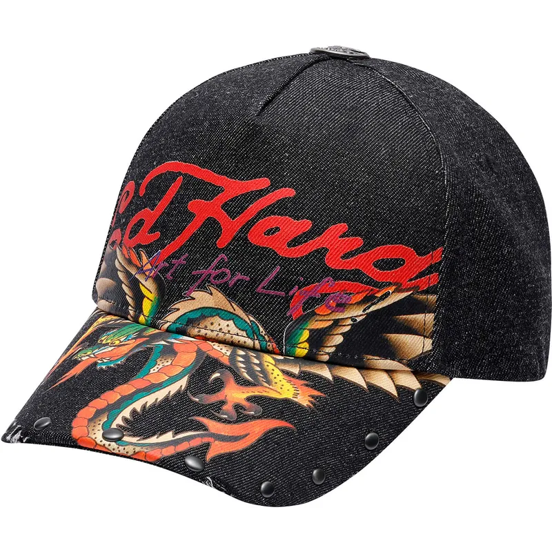 svart-bojd-justerbar-keps-art-for-life-acid-wash-fran-ed-hardy