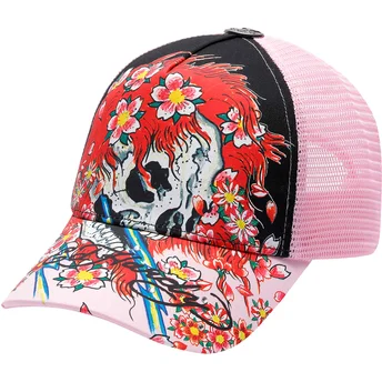 Casquette trucker noire et rose Beautiful Ghost Ed Hardy