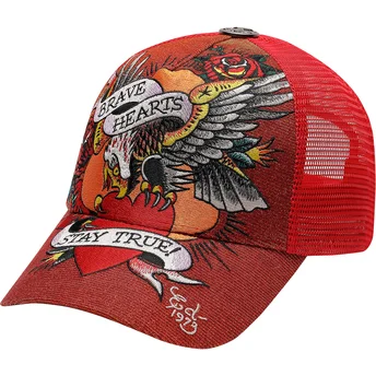 Röd truckerkeps Brave Hearts från Ed Hardy