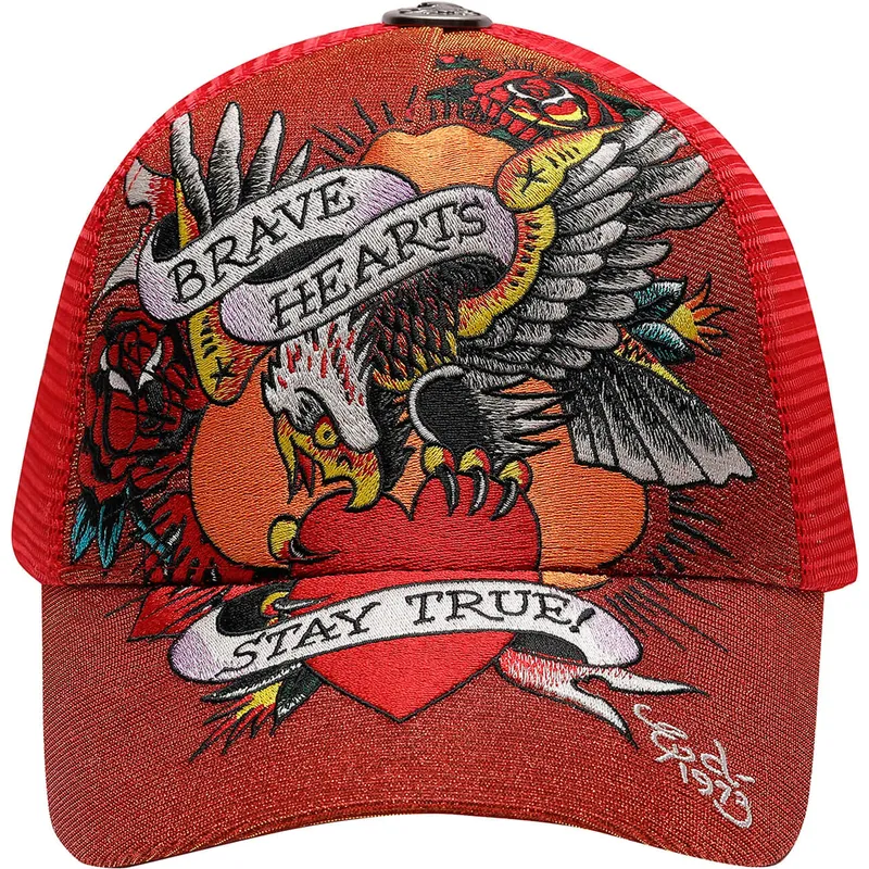 rote-trucker-kappe-brave-hearts-von-ed-hardy
