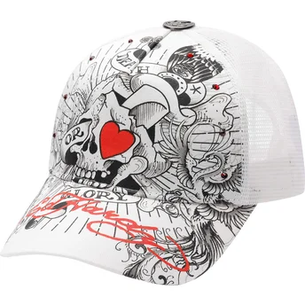 Λευκό καπέλο trucker Death Or Glory από τον Ed Hardy