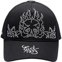svart-justerbar-kurvad-keps-flaming-skull-fran-ed-hardy