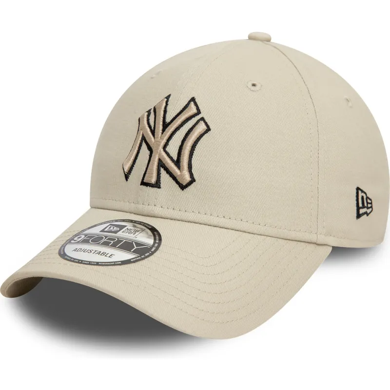 bojd-beige-justerbar-keps-med-svart-logotyp-9forty-team-outline-fran-new-york-yankees-mlb-av-new-era