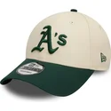 casquette-courbee-beige-et-verte-ajustable-9forty-colour-block-oakland-athletics-mlb-new-era