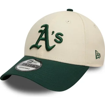 Justerbar 9FORTY Colour Block beige och grön böjd keps Oakland Athletics MLB från New Era