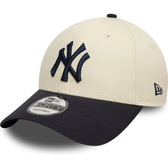 Justerbar beige och marinblå 9FORTY Colour Block New York Yankees MLB-keps från New Era
