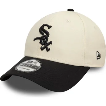 Ρυθμιζόμενο καπέλο μπεζ και μαύρο 9FORTY Colour Block των Chicago White Sox MLB από την New Era