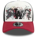 new-era-9forty-a-frame-graphic-dragon-los-angeles-dodgers-mlb-white-black-and-red-trucker-hat