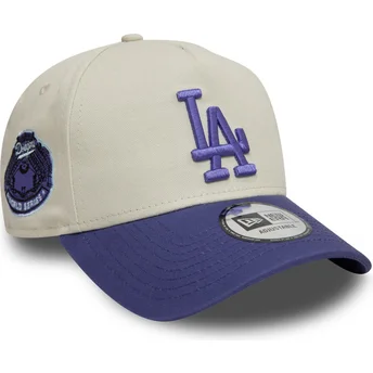 Καπέλο καμπύλης μπεζ και βιολετί snapback με βιολετί λογότυπο 9FORTY A Frame World Series Patch των Los Angeles Dodgers MLB της 