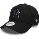 new-era-curved-brim-navy-blue-logo-9forty-a-frame-world-series-patch-new-york-yankees-mlb-black-snapback-cap