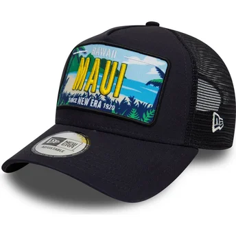 Casquette trucker bleue marine 9FORTY A Frame License Plate Maui Villes et plages New Era