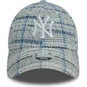 casquette-courbee-bleue-ajustable-pour-femme-9forty-tweed-new-york-yankees-mlb-new-era