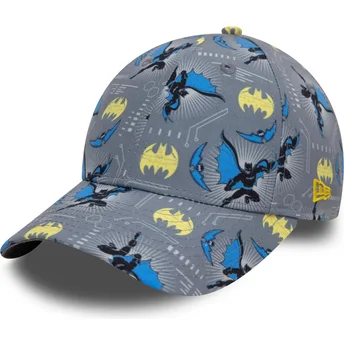 New Era Curved Brim Youth 9FORTY All Over Print DC Comics Batman Grey Cap