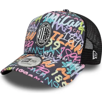 Καπέλο trucker πολύχρωμο 9FORTY A Frame Grafiti All Over Print της AC Milan Serie A της New Era