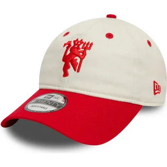 Casquette courbée blanche et rouge ajustable 9TWENTY Contrast Visor Manchester United Football Club Premier League New Era