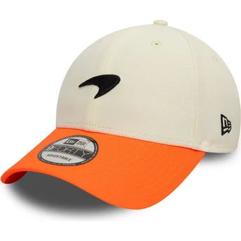 New Era Curved Brim 9FORTY Contrast Visor McLaren Racing Formula 1 White and Orange Adjustable Cap