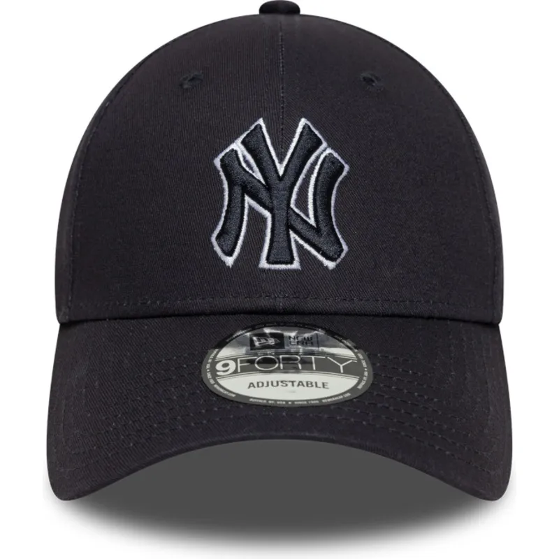 marineblaue-verstellbare-curved-cap-mit-marineblauen-logo-9forty-outline-der-new-york-yankees-mlb-von-new-era