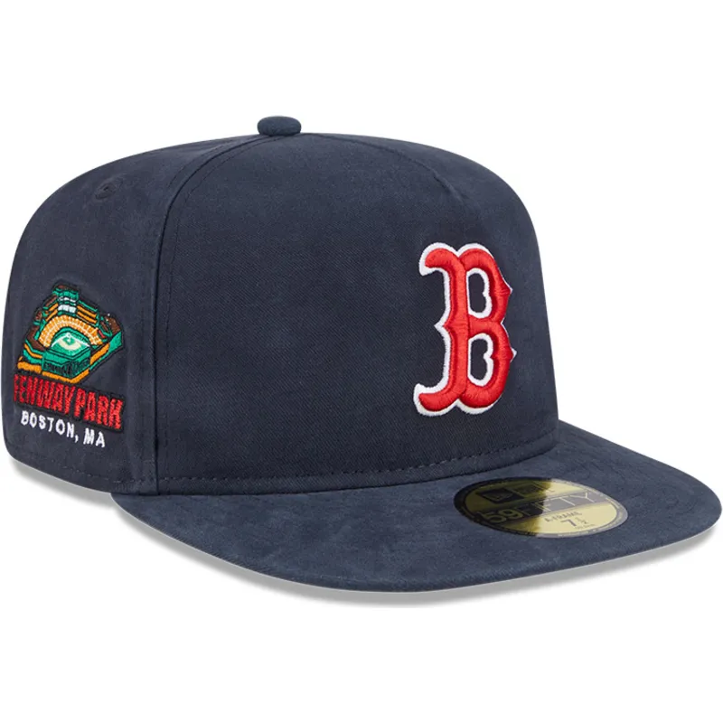 marineblaue-anliegende-59fifty-a-frame-championship-side-flag-flat-cap-der-boston-red-sox-mlb-von-new-era